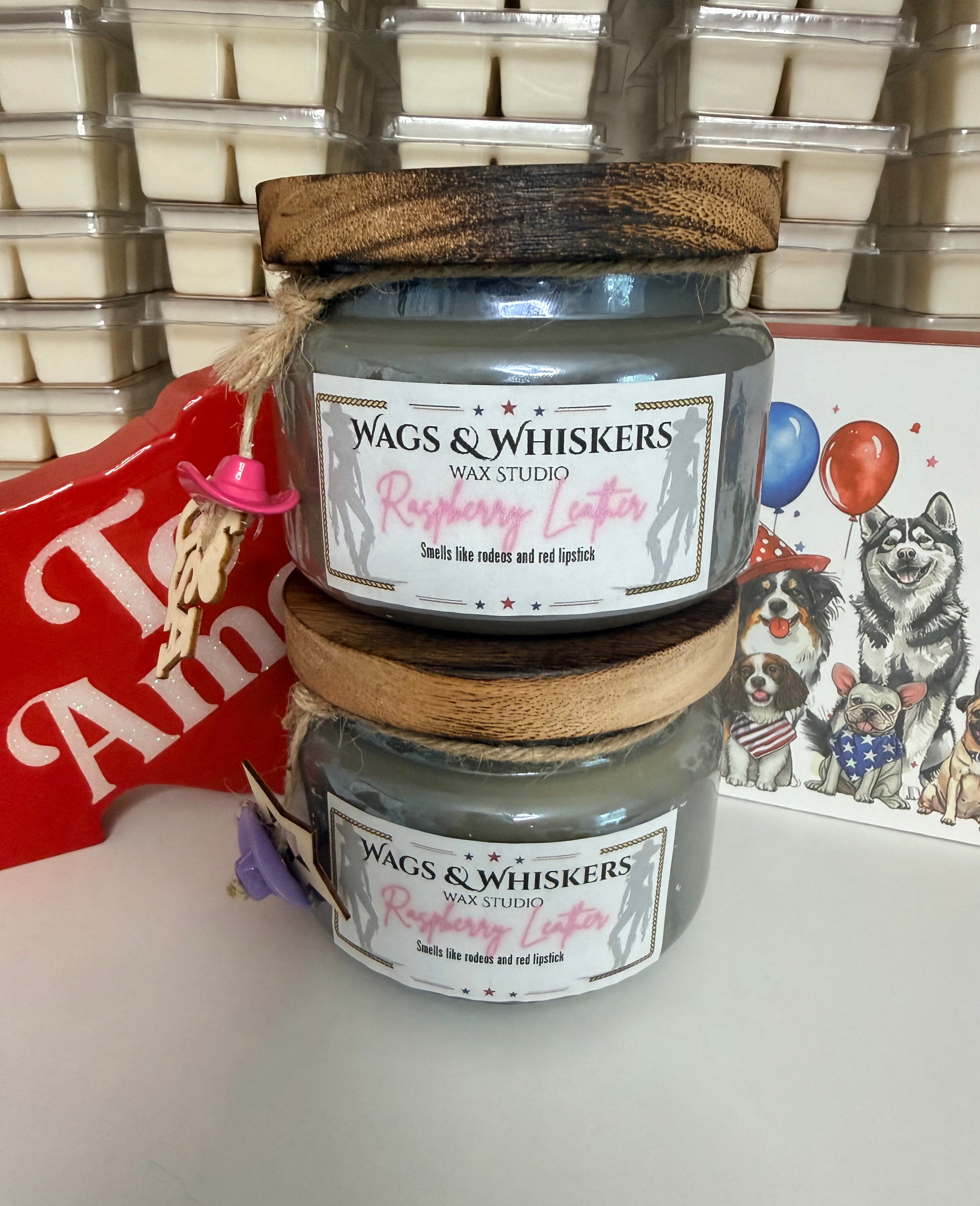 2 Wick Soy wax candle- Raspberry Leather