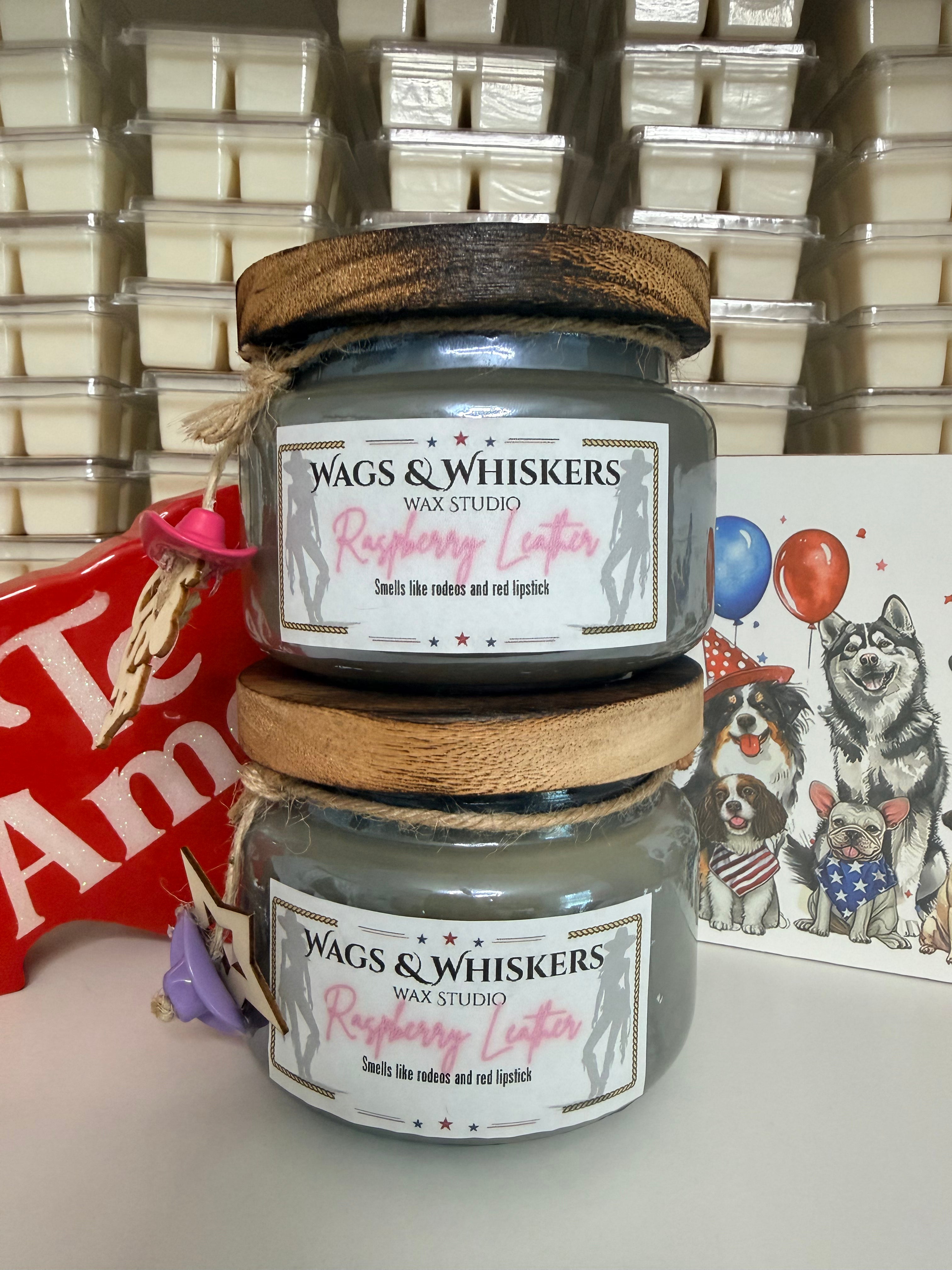 2 Wick Soy wax candle- Raspberry Leather